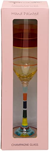 Maturi Hand Painted Stripe Champagne Flute, 220ml, Gift Boxed