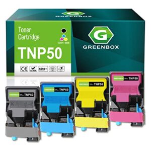 greenbox tnp50 tnp-50 a0x5134 a0x5434 a0x5334 a0x5234 remanufactured high yield toner cartridge replacement for konica minolta tnp50k tnp50c tnp50y tnp50m for bizhub c3100 c3100p printer (4 pack)
