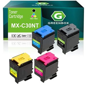 greenbox compatible high yield mx-c30nt toner cartridge replacement for sharp mx-c30nt mx-c30nt-b mx-c30nt-c mx-c30nt-m mx-c30nt-y toner for sharp mx-c250 c300p c300w c301w c303w printer (4 pack)