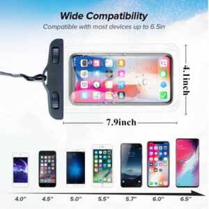 IPX8 Waterproof Phone Pouch Universal Waterproof Phone Case Dry Bag with Lanyard for Swimming Diving Compatible with iPhone 13/12/11 Pro XS MAX XR X 8 7 6 Plus & Samsung Phones 2 Pack (Black)