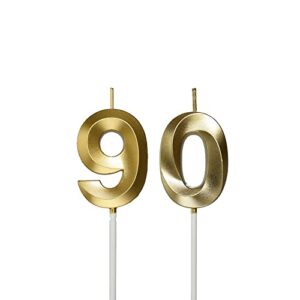 90th birthday candles,gold number 90 cake topper for birthday decorations party decoration
