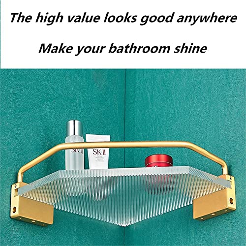 HSXJJ Acrylic Corner Shelf,Acrylic Shelves for Bathroom Shower Corner Shelf with Rail Drill Adhesive Dual Purpose Wall Mount Bathroom Rack…