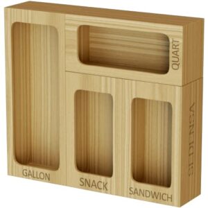 SEDENSA Ziplock Bag Storage Organizer for Kitchen Drawer, 4 Bamboo Storage Bag Organizer, Storage Bag Food Holders, Bamboo Ziplock Bag Organizer for Drawer, Compatible with Ziploc and More