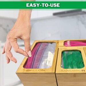 SEDENSA Ziplock Bag Storage Organizer for Kitchen Drawer, 4 Bamboo Storage Bag Organizer, Storage Bag Food Holders, Bamboo Ziplock Bag Organizer for Drawer, Compatible with Ziploc and More