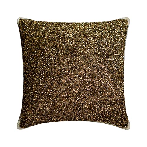 The HomeCentric Toss Pillow Covers, Brown 12"x12" (30x30 cm) Pillow Covers, Linen Sequins & Embroidery Throw Pillows for Sofa, Abstract Pattern Modern Style Easter - Brown Dazzled