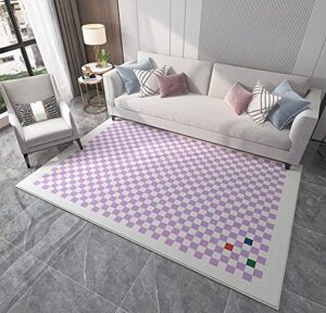 livingart modern plaid checkered lim purple area rug for living room dining room bohemian chic lattice geometric pattern playroom 6x9ft