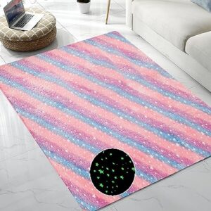 qh multicolour & stars pattern glow in the dark area rug area rug for living room bedroom playing room size 5'x6'