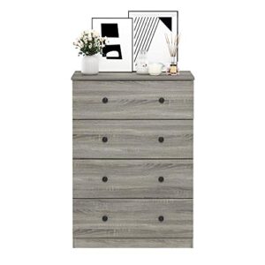 Furinno Tidur Simple Design Dresser, 4-Tier Knob, French Oak Grey