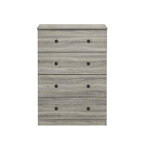 Furinno Tidur Simple Design Dresser, 4-Tier Knob, French Oak Grey