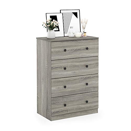 Furinno Tidur Simple Design Dresser, 4-Tier Knob, French Oak Grey