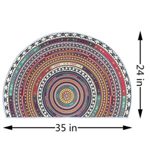 Home Half Round Door Mat Bohemian Style Indoor Welcome Doormat Outdoor Carpet Entrance Rug Living Room Bedroom Entrance Mat Bohemian Morocco Mystic Mandala Style Rugs…