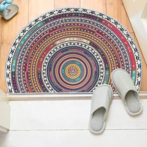 Home Half Round Door Mat Bohemian Style Indoor Welcome Doormat Outdoor Carpet Entrance Rug Living Room Bedroom Entrance Mat Bohemian Morocco Mystic Mandala Style Rugs…