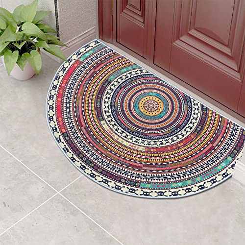 Home Half Round Door Mat Bohemian Style Indoor Welcome Doormat Outdoor Carpet Entrance Rug Living Room Bedroom Entrance Mat Bohemian Morocco Mystic Mandala Style Rugs…