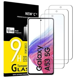 new'c [3 pack] designed for samsung galaxy a53 5g screen protector tempered glass, case friendly ultra resistant