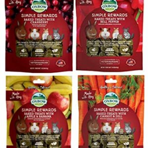 Simple Rewards, All Natural Baked Treats Combo Variety Pack- 4 Flavors ( Cranberry, Apple & Banana, Bell Pepper, Carrot & Dill) 3 Ounce Resealable Pack