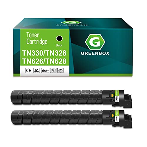 GREENBOX Compatible TN330 TN328K TN628 TN626K High Yield Toner Cartridge Replacement for Konica TN-330 for Minolta Bizhub C250i C300i C360i Bizhub 300i 360i 450i 550i Printer (2 Black, 25,000 Pages)