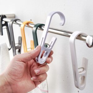 large clothes pins towel clips, 8 pcs multipurpose clothes pins hook, strong plastic clothes hanger. s hook for shower curtain laundry clothes pins