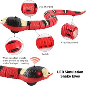 CSD Smart Sensing Snake Toy - Interactive Fake Snake for Kids, Cats & Dogs - USB Rechargeable Electric Simulation Slithering Serpent - Realistic Snake Prank Prop for Halloween, Christmas & April Fools