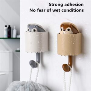 Lixiaoman Hidden Squirrel Hooks Cute Kids Coat Hooks Decorate Walls Bathrooms Kitchens for Hanging Keys, Coats, Towels, Backpacks, Bags