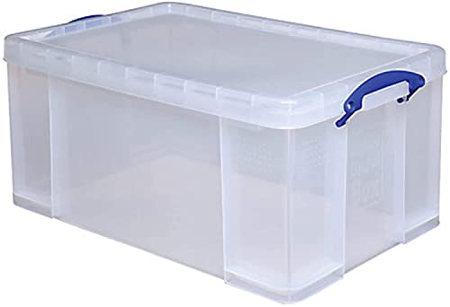 sweet-gowlove 64 Liters Plastic Storage Box with Lid, Blue and Clear