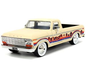 new jada compatible with 1979 ford f-150 pickup truck cream i love 70's 1/24 diecast model car by jada 31609