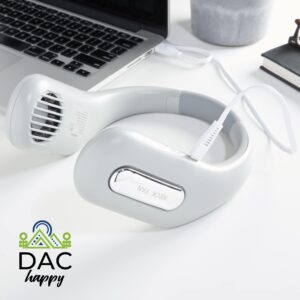 DAC happy Portable Neck Fan - Bladeless Personal Neck Cooling Fan - Wearable - Around The Neck Fan - Cools Fast - Will Not Pull Hair - Rechargeable