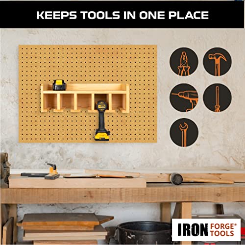 Iron Forge Tools Compact Power Tool Organizer - Fully Assembled Wood Tool Chest and 5 Drill Charging Station - Great Workshop Organization and Storage Gift for Men