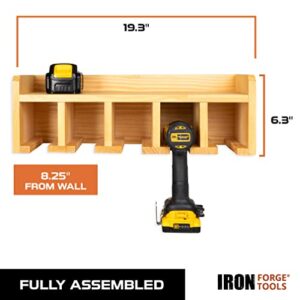 Iron Forge Tools Compact Power Tool Organizer - Fully Assembled Wood Tool Chest and 5 Drill Charging Station - Great Workshop Organization and Storage Gift for Men