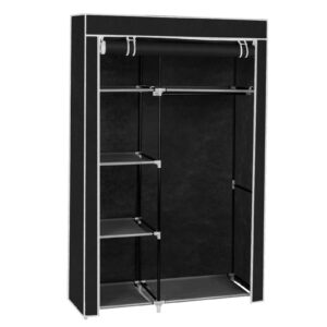 64" portable closet wardrobe, freestanding closet wardrobe with non-woven fabric, closet storage organizer with 6 shelves and 1 clothes hanging rails, easy to assemble (41.3" x 18" x 64", black)