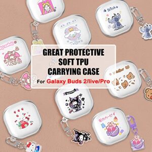 Cute case for Samsung Galaxy Buds 2 Pro Case (2022) Buds 2 Case/Buds Pro Case/Buds Live Case with Cartoon Kawaii Anime Kulomi Pattern for Women Girls Kids Clear Soft Silicone Cover Skin