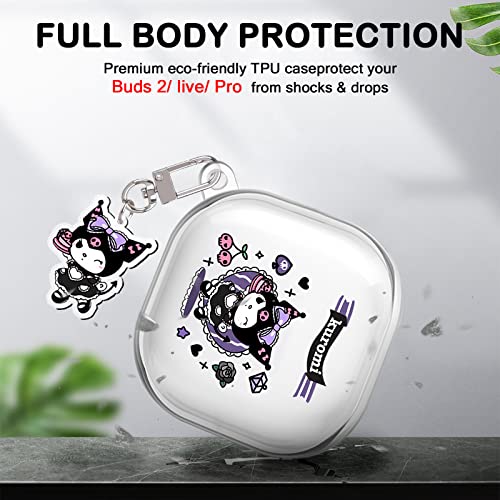 Cute case for Samsung Galaxy Buds 2 Pro Case (2022) Buds 2 Case/Buds Pro Case/Buds Live Case with Cartoon Kawaii Anime Kulomi Pattern for Women Girls Kids Clear Soft Silicone Cover Skin