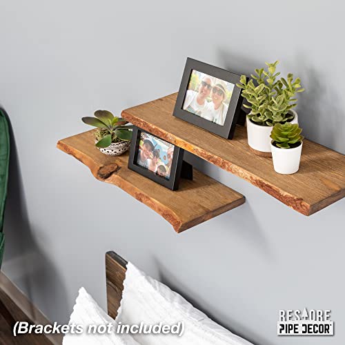 PIPE DECOR 24” Sustainable Trail Brown Live Edge Wood Shelf (Wood Only) 2-Pack