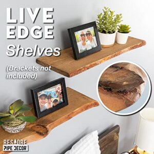 PIPE DECOR 24” Sustainable Trail Brown Live Edge Wood Shelf (Wood Only) 2-Pack