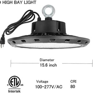 Q QINGCHEN Warm White 3000K 2700K LED High Bay Light 200W,ETL Certified Full Spectrum UFO High Bay LED Shop Light for Factory Work Shop Plant Growth