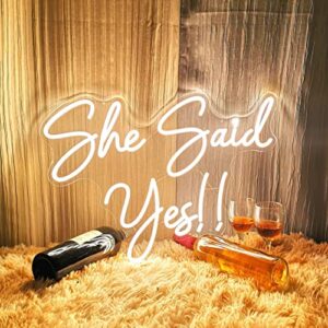large she said yes neon sign for wedding proposal party, wall décor, flex led neon light signs for engagement party, wedding decoration, romantic neon sign gift 23x16.3 in, warm white.