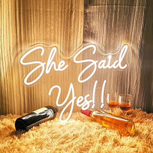 Large She Said Yes Neon Sign for Wedding Proposal Party, Wall Décor, Flex Led Neon Light Signs for engagement party, Wedding Decoration, Romantic Neon Sign gift 23x16.3 IN, Warm White.