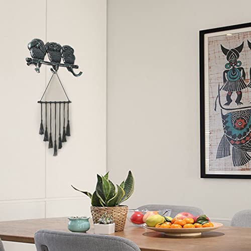 BRASSTAR Cast Iron Owl 3 Hooks See NO Speak NO Hear NO EvilDark Green Retro Wall Coat Hook for Indoor Outdoor Decorative TQGJPT271