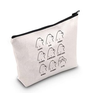 pofull ice bear moods gift bare bears lover gift animal bear cosmetic bag polar bear gift (happy sad angry bag)