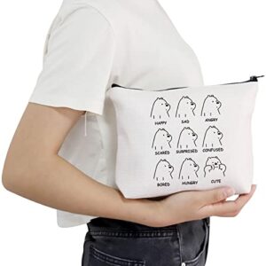 POFULL Ice Bear Moods Gift Bare Bears Lover Gift Animal Bear Cosmetic Bag Polar Bear Gift (HAPPY SAD ANGRY bag)