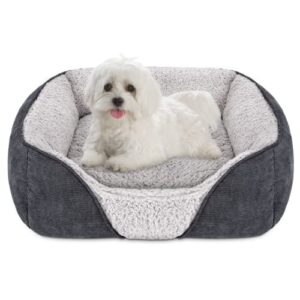 Siooko Small Dog Beds for Small Dogs Machine Washable Rectangle Puppy Bed with Anti-Slip Bottom, Soft Sleeping Pet Bed Durable (20'', Grey)