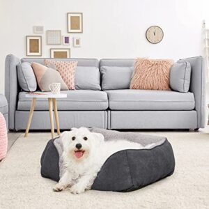 Siooko Small Dog Beds for Small Dogs Machine Washable Rectangle Puppy Bed with Anti-Slip Bottom, Soft Sleeping Pet Bed Durable (20'', Grey)