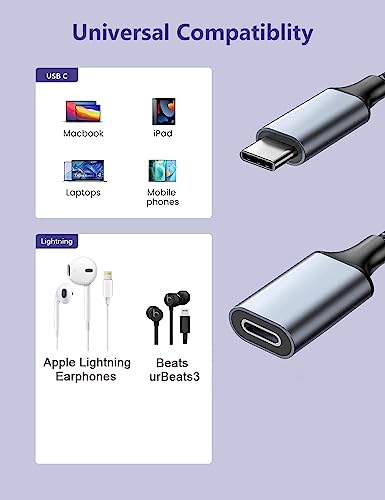 USB C to Lightning Audio Adapter Cable USB Type C Male to Lightning HiFi Audio Female Headphones Converter Fit with iPad Pro, iPad Air, MacBook, Galaxy S23 S22, Pixel 7 6 Pro (Not Support Charging)