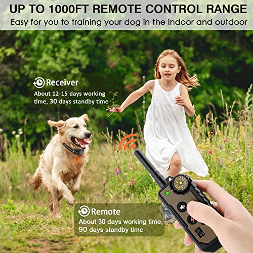 HUWEBO Dog Training Collar - Waterproof Shock Collars for Dog with Remote, 4 Training Modes, 2 Shock Modes, Beep, and Vibration, Rechargeable Electric Dog Shock Collar for Medium Large Dogs