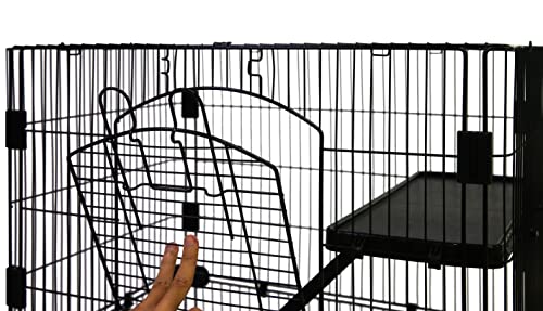 3 Levels Chinchilla Ferret Hamster Pet Crate with Caster Tray and Urine Guard (Black)