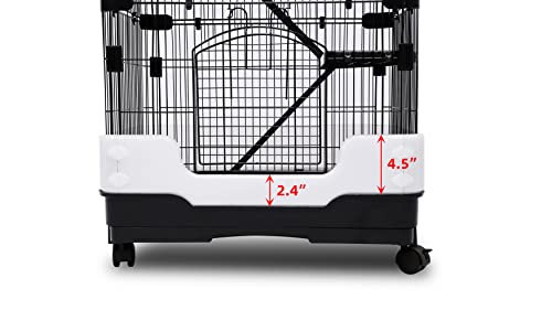 3 Levels Chinchilla Ferret Hamster Pet Crate with Caster Tray and Urine Guard (Black)