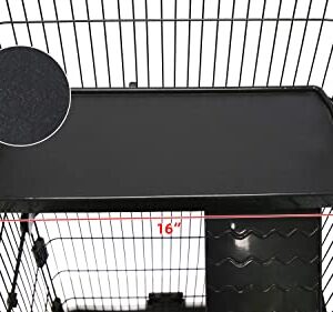 3 Levels Chinchilla Ferret Hamster Pet Crate with Caster Tray and Urine Guard (Black)