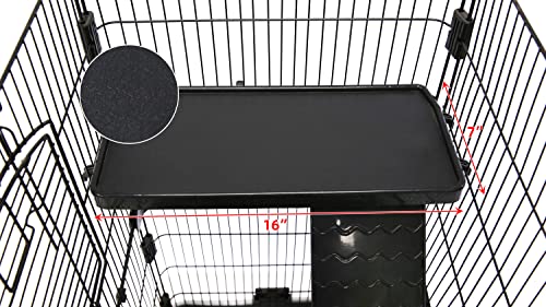 3 Levels Chinchilla Ferret Hamster Pet Crate with Caster Tray and Urine Guard (Black)