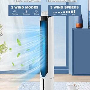 ARLIME Portable Air Conditioner, Evaporative Tower Cooling Fan with Remote, 70° Oscillation, 3 Speeds & 9-Hour Timer, Swamp Cooler with 4 Ice Packs, Tower Cooler Air Cooler for Room Home Office, 41In