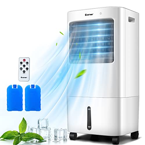 ARLIME Portable Evaporative Cooler, Air Cooler Portable Air Conditioner 20L Water Tank and 2 Ice Packs, 4 Wind Speeds, 3 Modes, 7.5H Timer, Room Cooler Air Conditioner for Bedroom Living Office