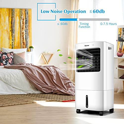 ARLIME Portable Evaporative Cooler, Air Cooler Portable Air Conditioner 20L Water Tank and 2 Ice Packs, 4 Wind Speeds, 3 Modes, 7.5H Timer, Room Cooler Air Conditioner for Bedroom Living Office